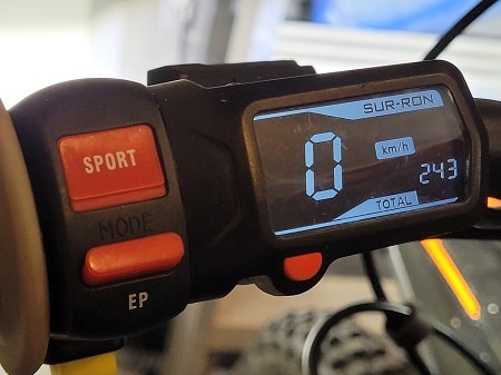 A view of the Sur Ron Modes display in Sport Mode